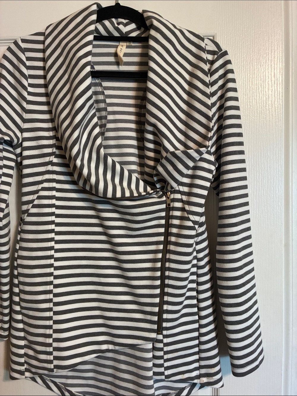 My Beloved Gray & White Striped Cardigan